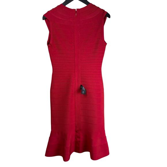 New HERVE LEGER The Sophie Bodycon Dress in Lipstick Red Medium - Picture 13 of 13